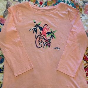 Lily Pulitzer pink T w/monkey screen print, XL